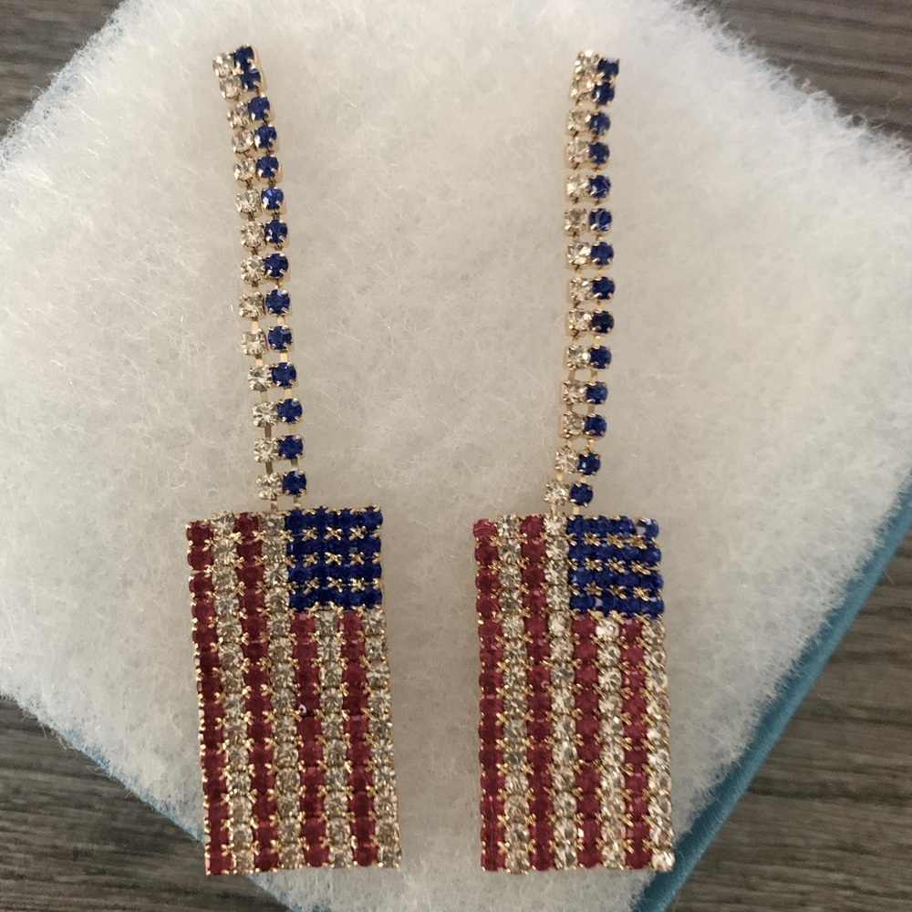 Patriotic rhinestone earrings